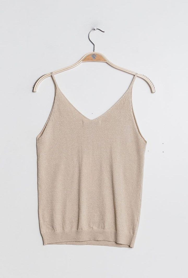 Choklate Paris | Gwyneth Metallic Fine knitted lurex vest top - Monica Luz