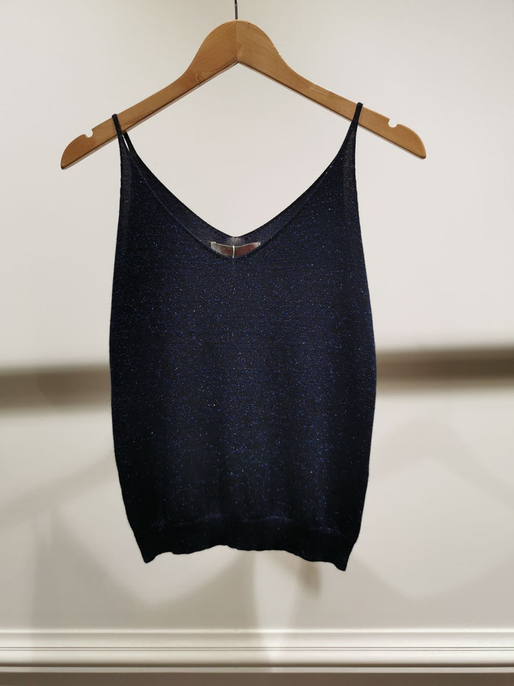 Choklate Paris | Gwyneth Metallic Fine knitted lurex vest top - Monica Luz