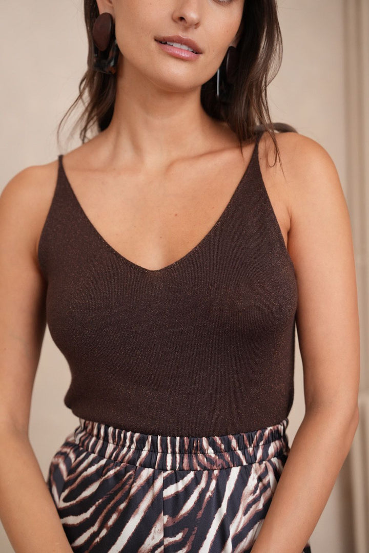 Choklate Paris | Gwyneth Metallic Fine knitted lurex vest top - Monica Luz