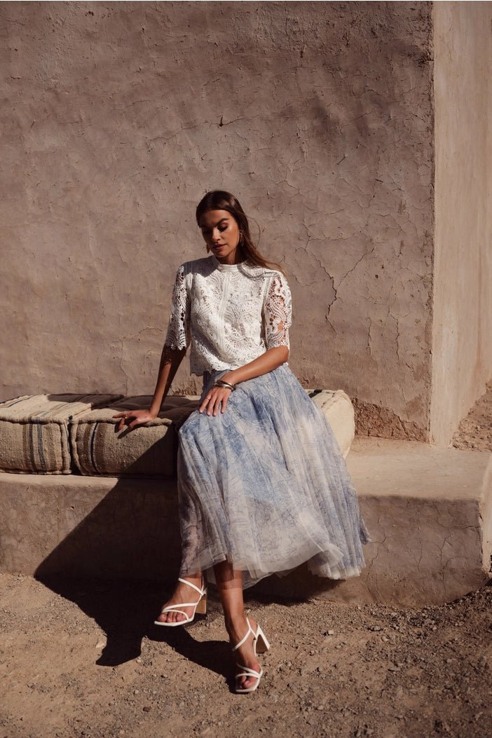 Choklate Paris | Tulle Skirt French Riviera | Navy | Taupe | Powder Blue - Monica Luz