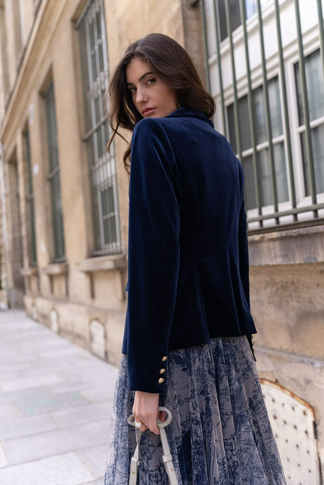 Choklate Paris | | Victoria Velvet Blazer w| golden Military style buttons - Monica Luz