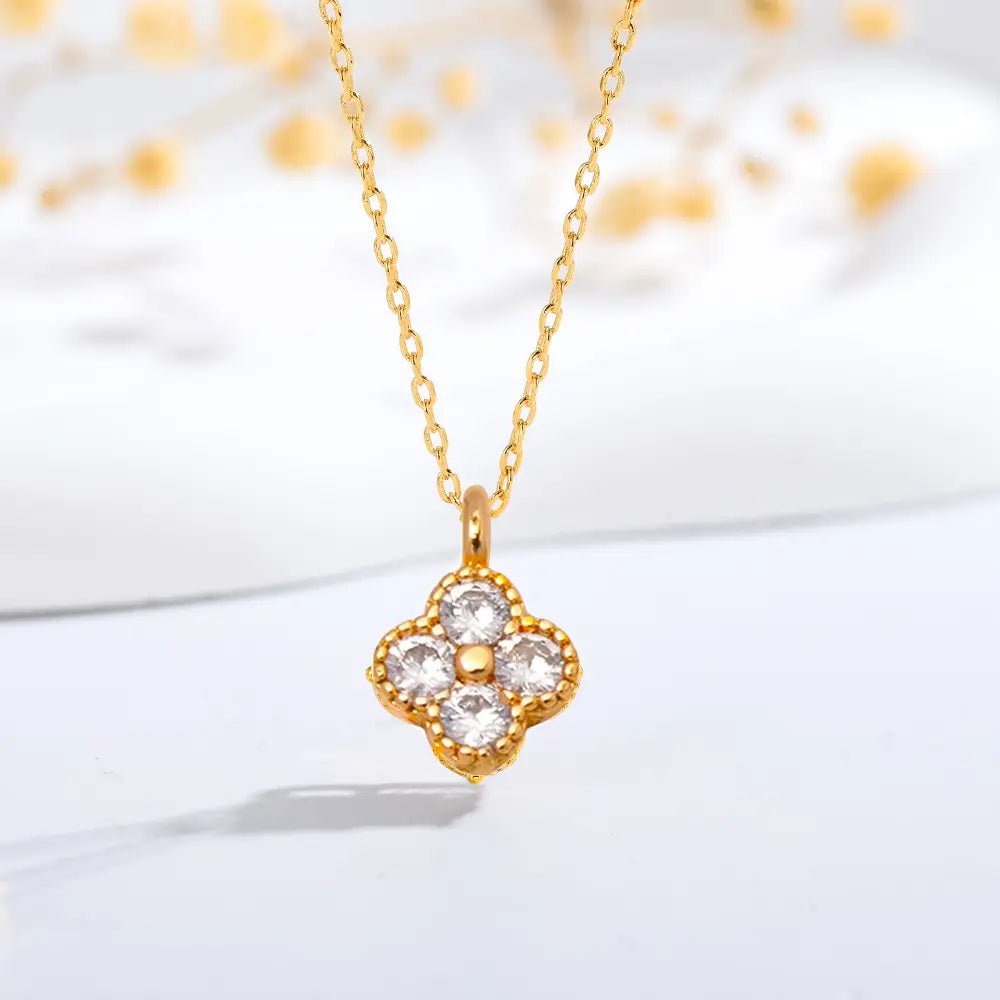Crystal Flower Pendant Necklace in Clear - Monica Luz