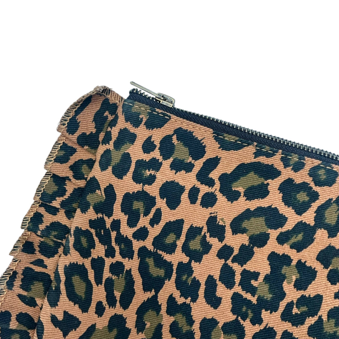 Frill Leopard Print Makeup Bag