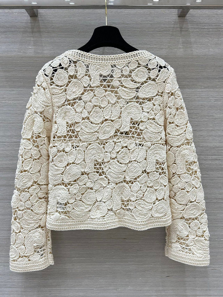 Capri Cream Floral Crochet Cardigan