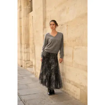 Marble Skinny Fit Tulle Skirt  - Black/Grey