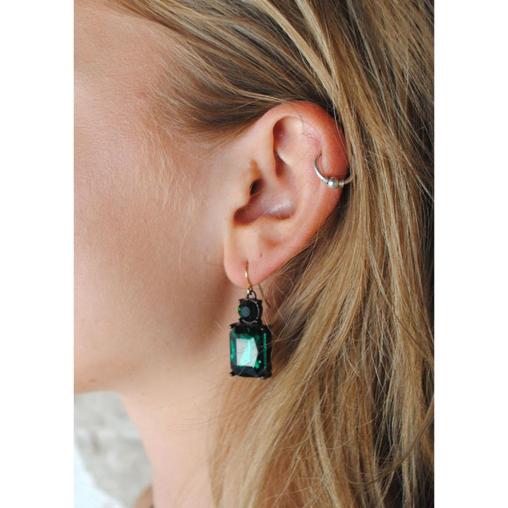 Twin gem earring in emerald