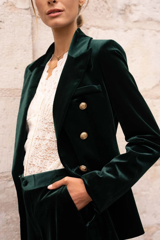 NEW Colours  | Victoria Velvet Blazer w| golden Military style buttons