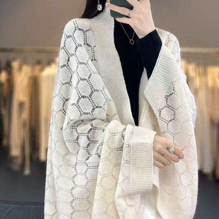 Heidi Delicate Open Knit cardigan with Button Detail - Cream