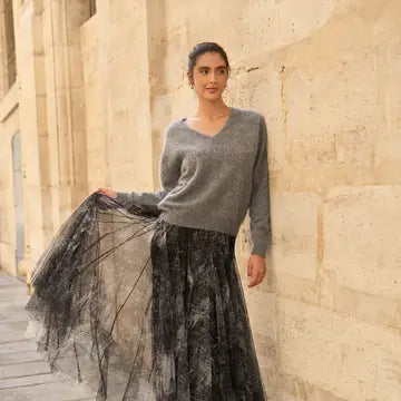 Marble Skinny Fit Tulle Skirt  - Black/Grey
