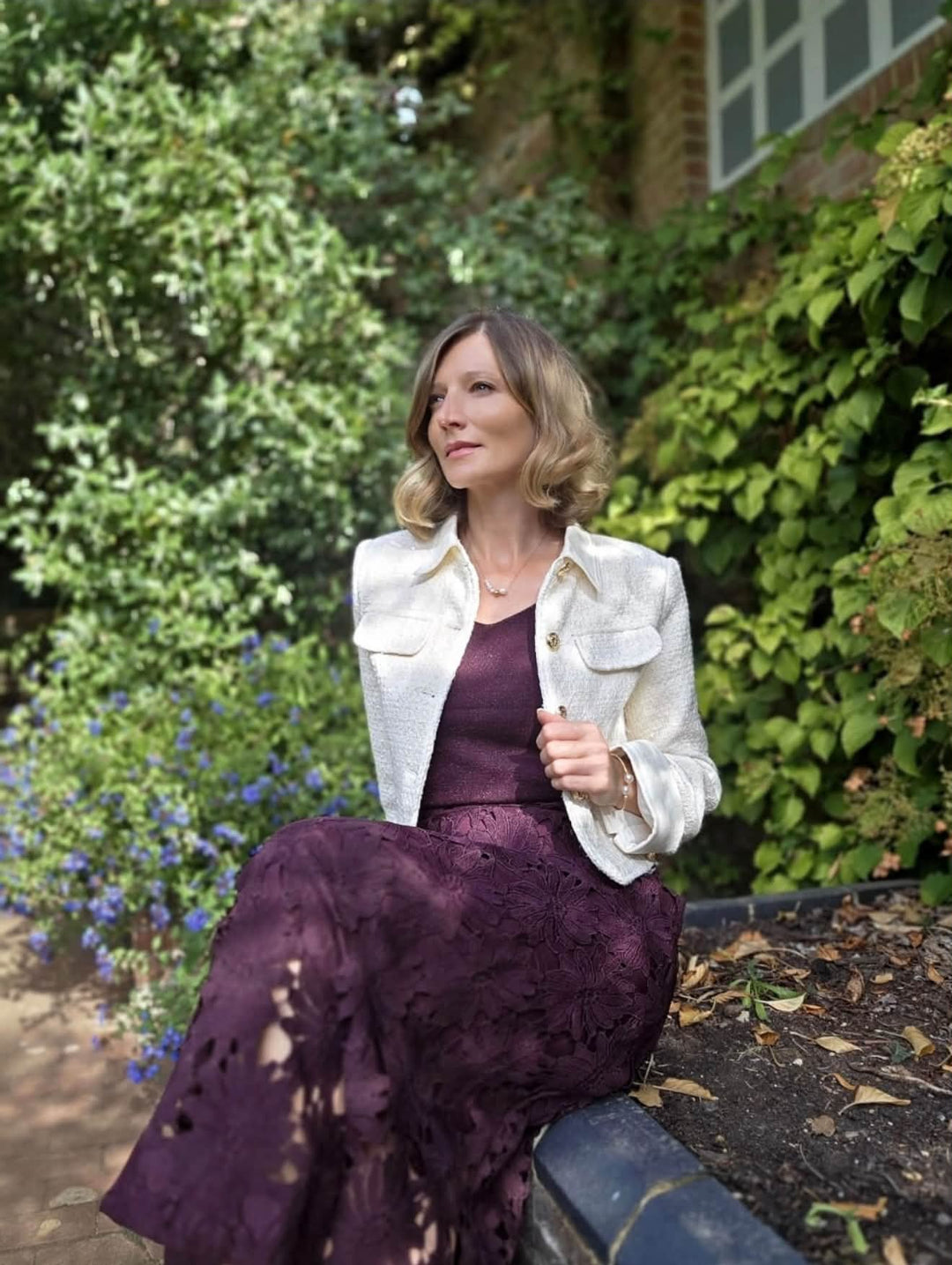 Lola Jacket in Tweed & Denim - Ecru