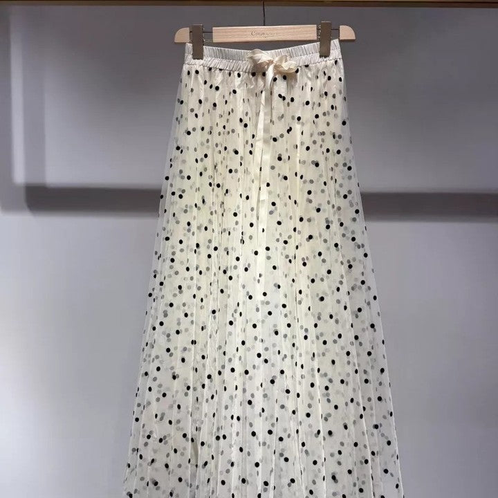 Elisabeth Satin Polka-Dot Printed Top - Ecru & Black Dots