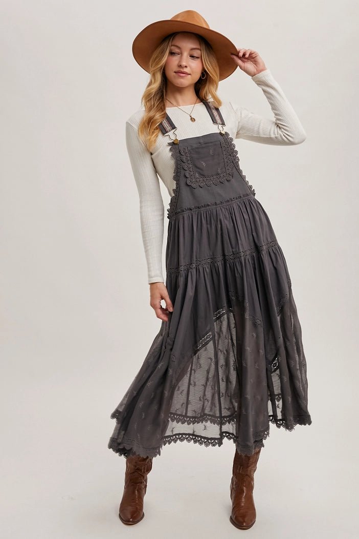 Kimberly Lace Embroidered Tulle Bib scalloped Dress | Ash - Monica Luz