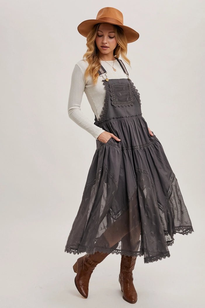 Kimberly Lace Embroidered Tulle Bib scalloped Dress | Ash - Monica Luz