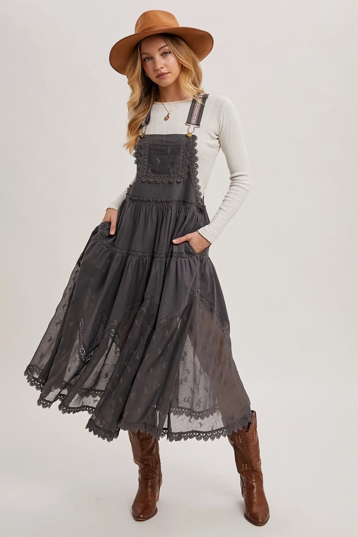 Kimberly Lace Embroidered Tulle Bib scalloped Dress | Ash - Monica Luz