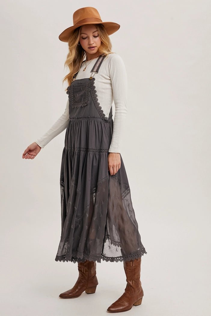 Kimberly Lace Embroidered Tulle Bib scalloped Dress | Ash - Monica Luz