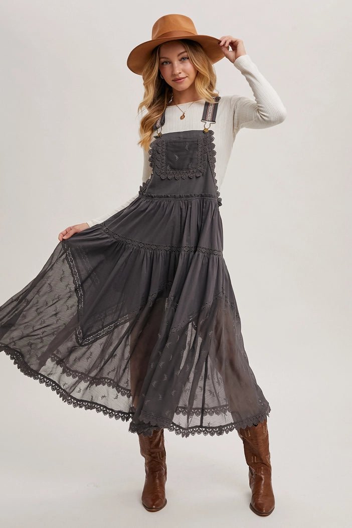 Kimberly Lace Embroidered Tulle Bib scalloped Dress | Ash - Monica Luz