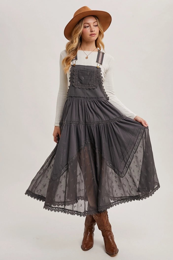 Kimberly Lace Embroidered Tulle Bib scalloped Dress | Ash - Monica Luz