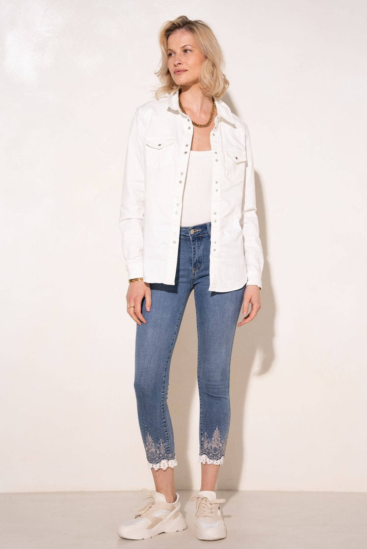 Audrey Jeans in a light wash denim blue