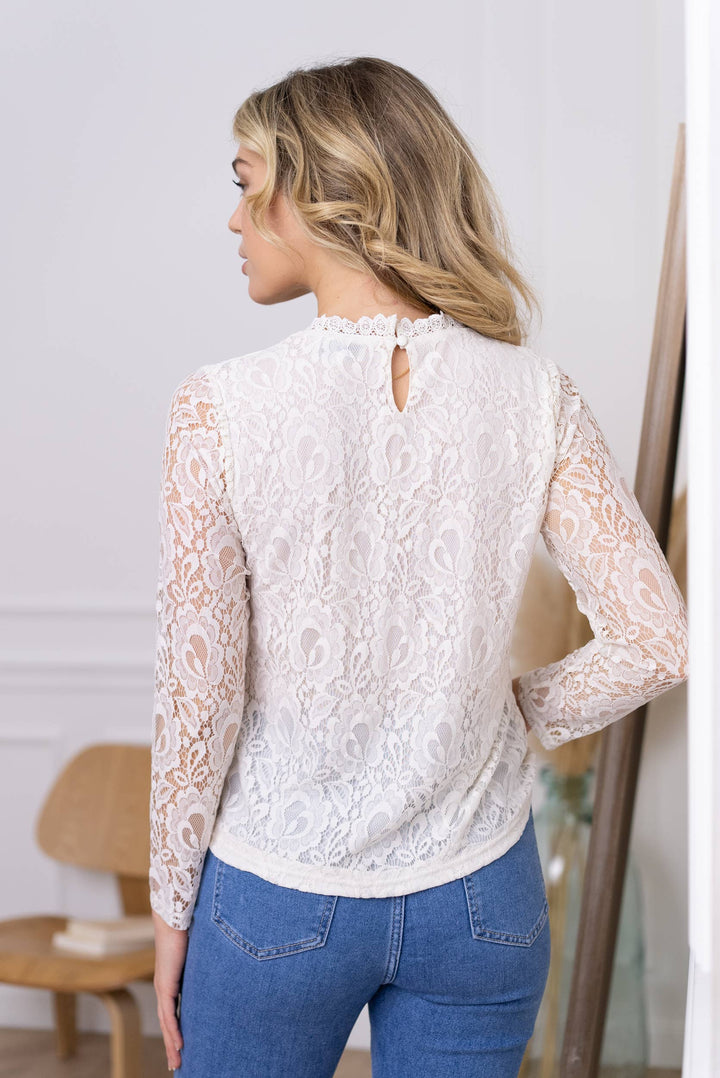 Tiffany lace blouse with long sleeves