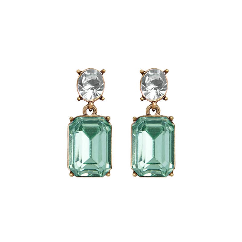 Last True Angel | Oval Twin Gem Post Earring in Green & Clear - Monica Luz