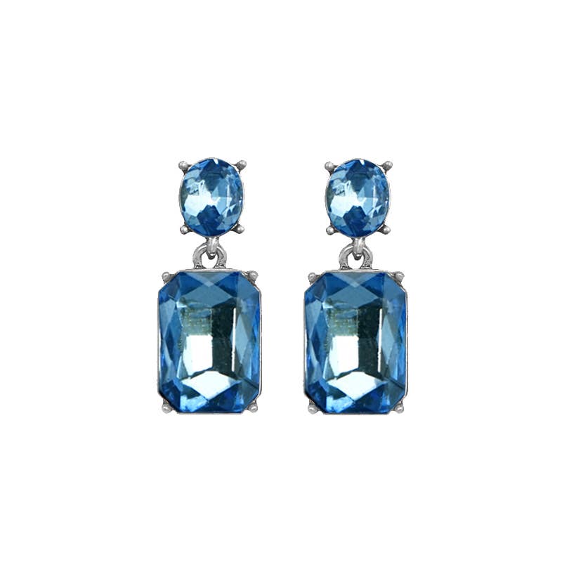 Last True Angel | Oval Twin Gem Post Earring in Mid Blue - Monica Luz