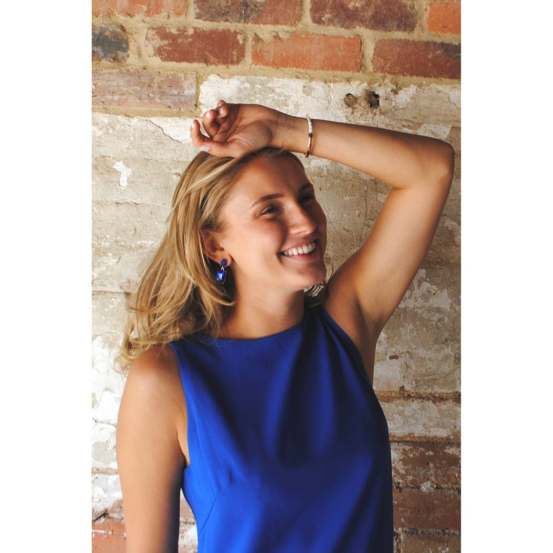 Last True Angel | Oval Twin Gem Post Earring in Royal Blue - Monica Luz