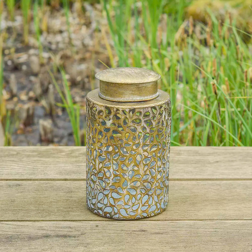 Solar LED Lantern Antique Gold - Medium