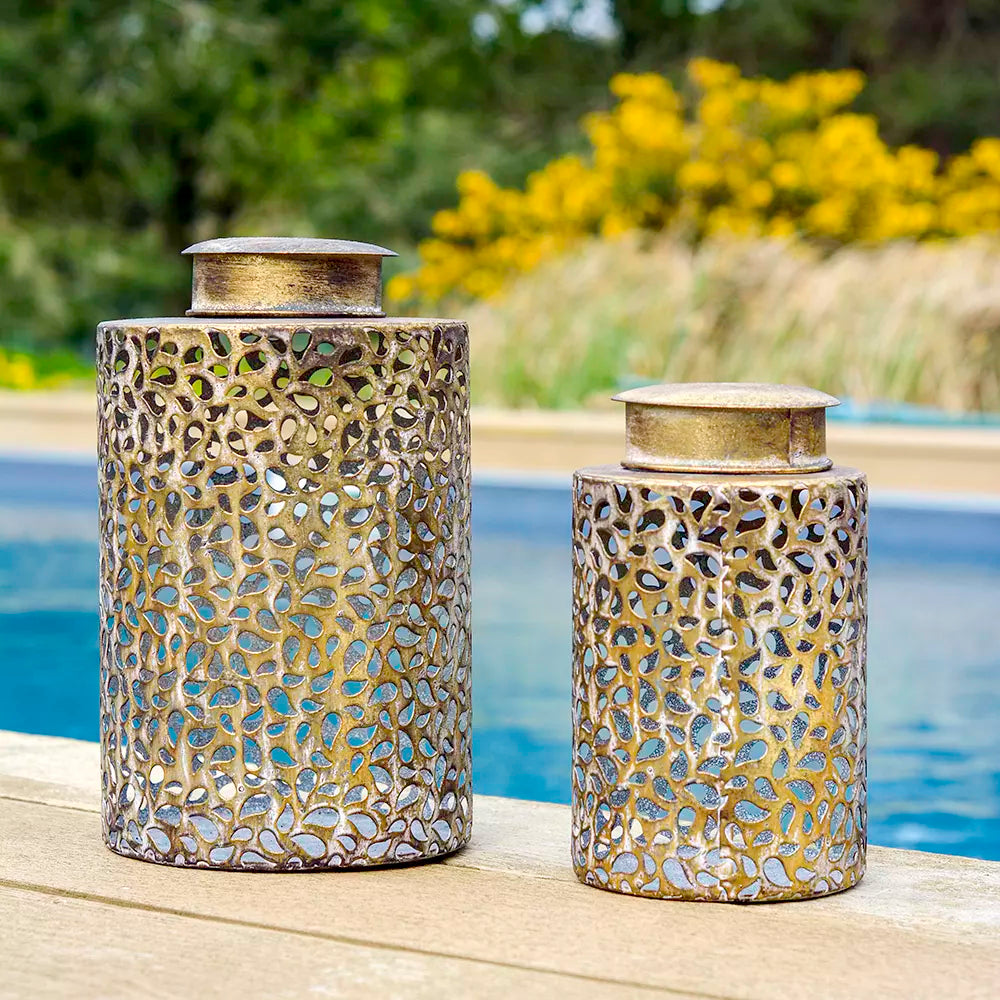 Solar LED Lantern Antique Gold - Medium