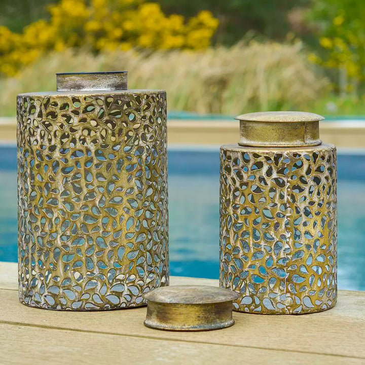 Solar LED Lantern Antique Gold - Medium