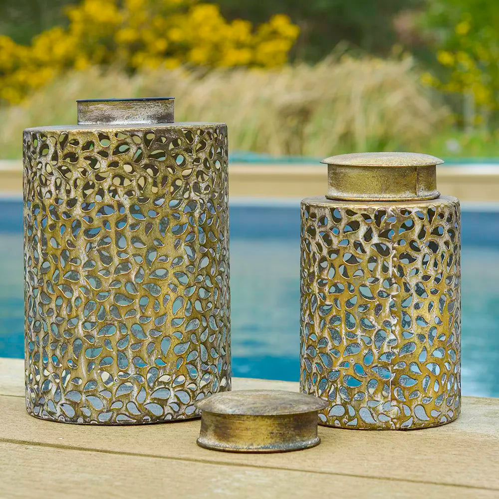 Solar LED Lantern Antique Gold - Large