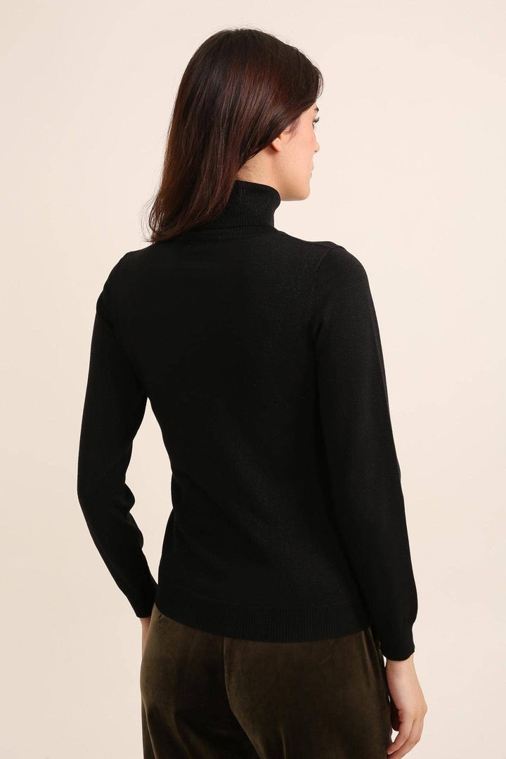 Tencel and lurex knit turtleneck sweater / One size