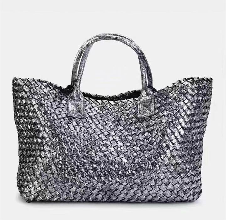 Carrie Luxurious Woven Tote Bag w/ detachable inner large pouch