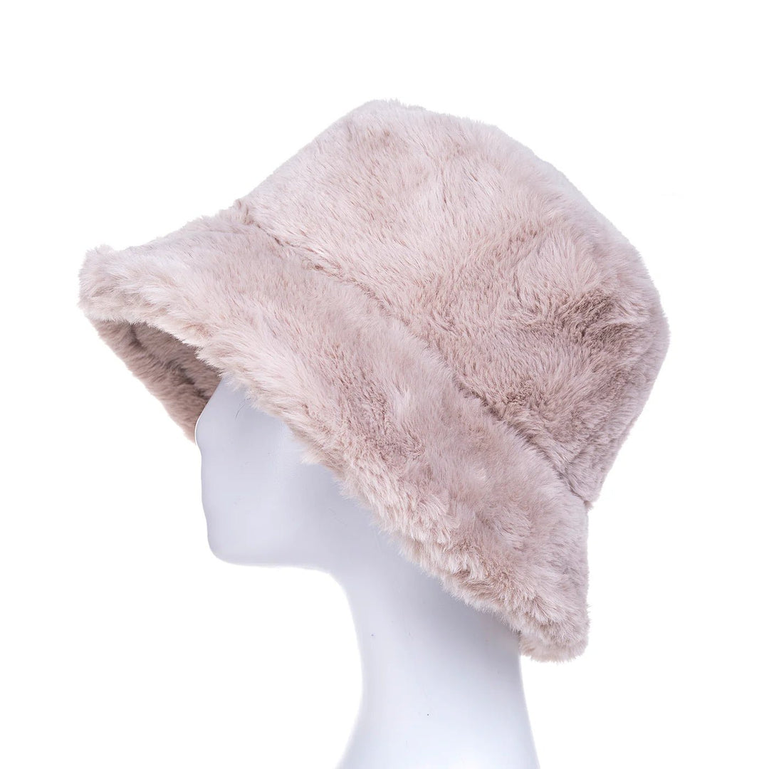 New York Faux Fur Bucket Hat | black | Stone | Cappuccino - Monica Luz