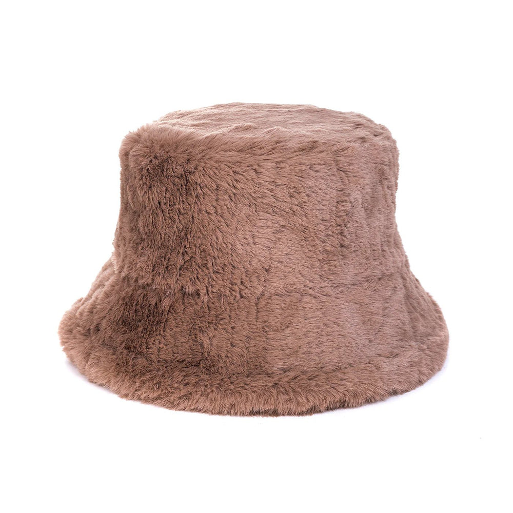 New York Faux Fur Bucket Hat | black | Stone | Cappuccino - Monica Luz