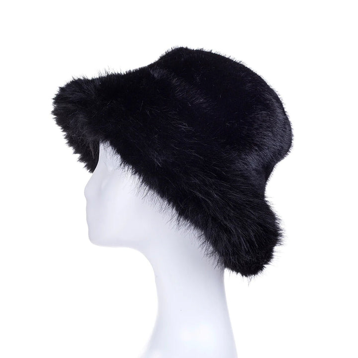 New York Faux Fur Bucket Hat | black | Stone | Cappuccino - Monica Luz