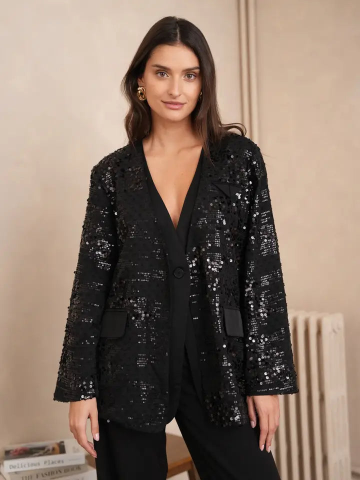 Catherine 2 in 1 mid length Sequin Jacket