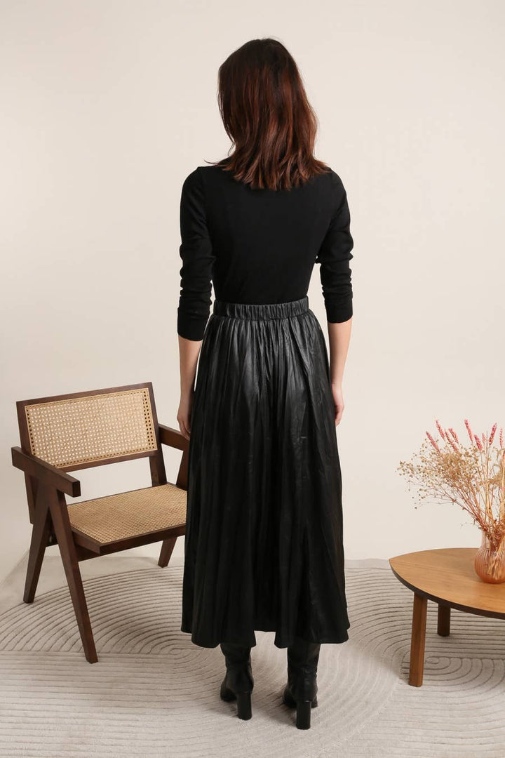 Tamara Pleated faux leather Skirt