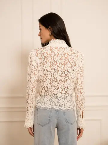 Sabina Lace Blouse - Ecru Choklate Paris