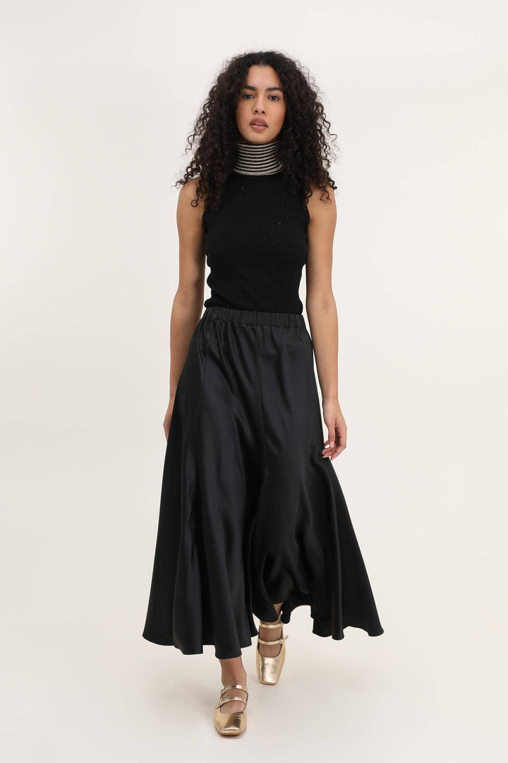 Valerie Satin Skirt | Black