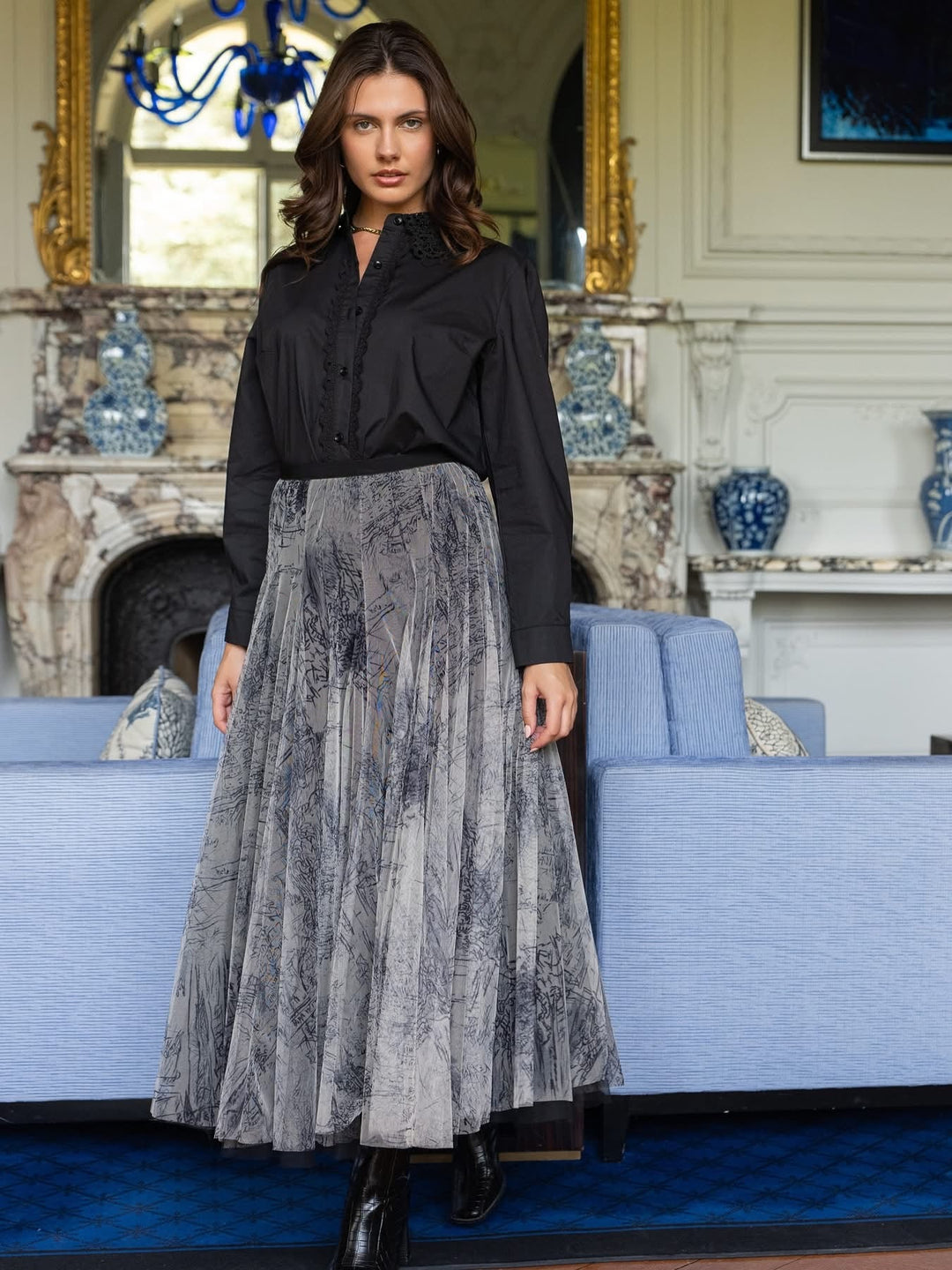 the paloma Tulle Skirt - Black - Monica Luz