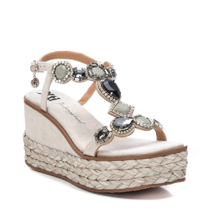 Vegan Shoes / Gemstones jewelled Wedges in Cream or in Black