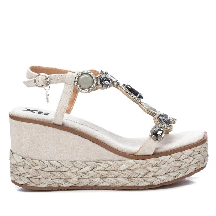 Vegan Shoes / Gemstones jewelled Wedges in Cream or in Black