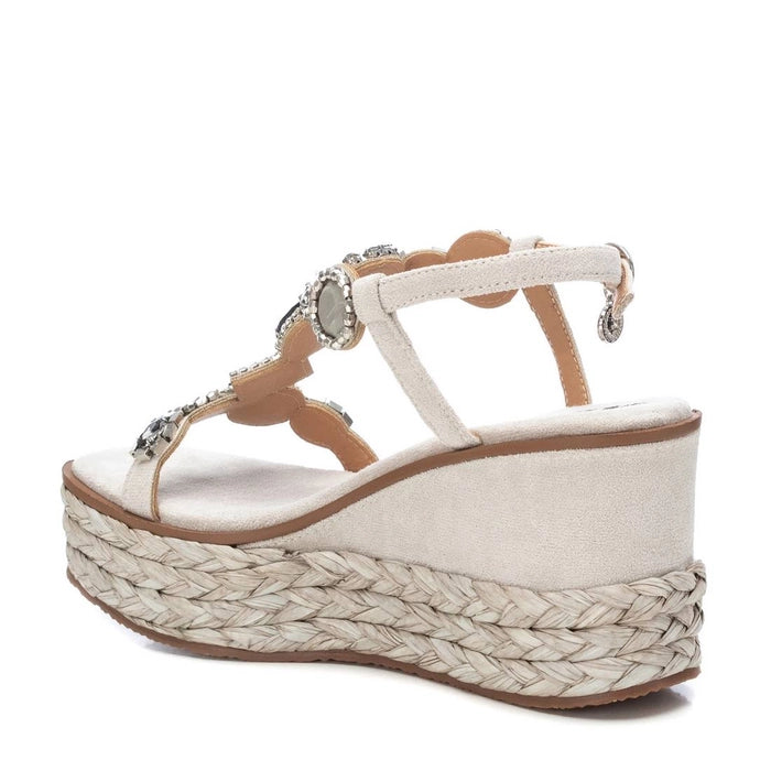 Vegan Shoes / Gemstones jewelled Wedges in Cream or in Black