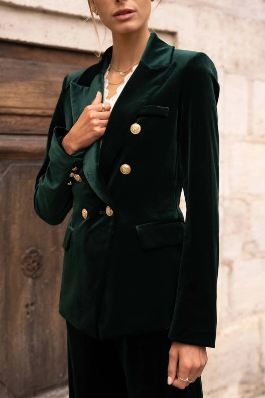 NEW Colours  | Victoria Velvet Blazer w| golden Military style buttons