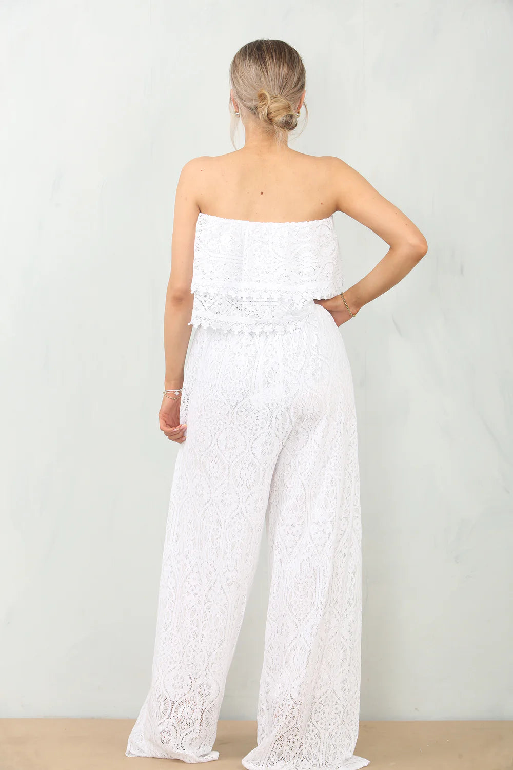 Alexandra Crochet Bandeau Jumpsuit | White
